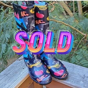 EUC Vintage Cappelli  New York Size 8 New York Rubber Rain Winter High Boots NYC